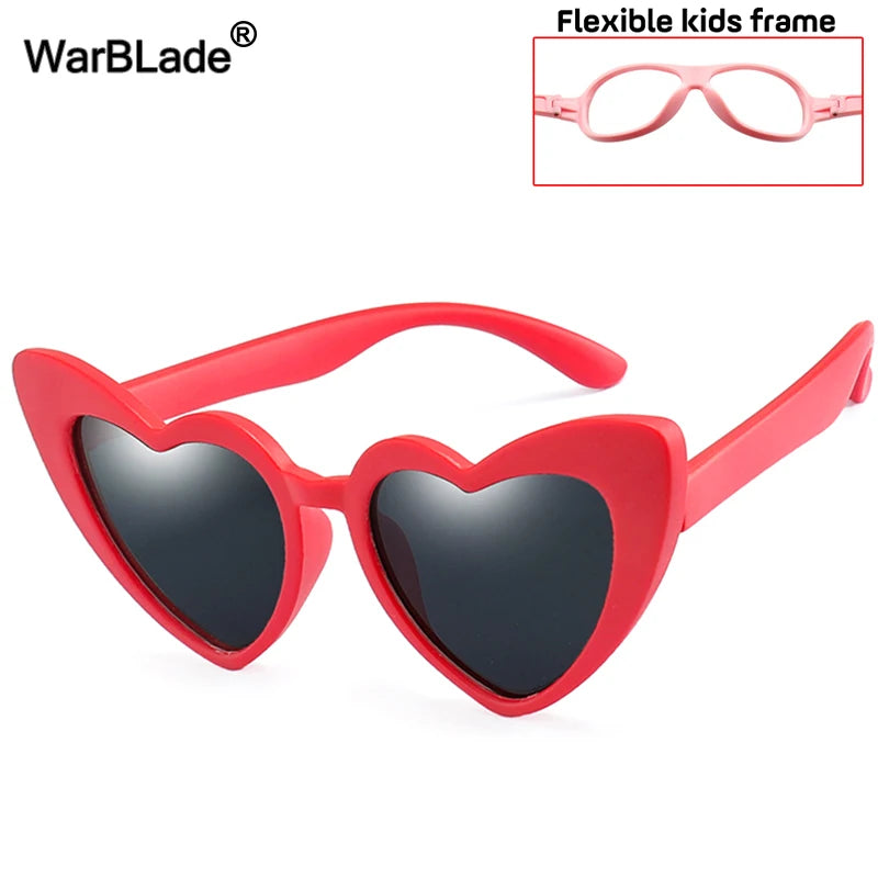 WarBLade New Children Sunglasses Kids Polarized Sun Glasses LOVE Heart Boys Girls Glasses Baby Flexible Safety Frame Eyewear