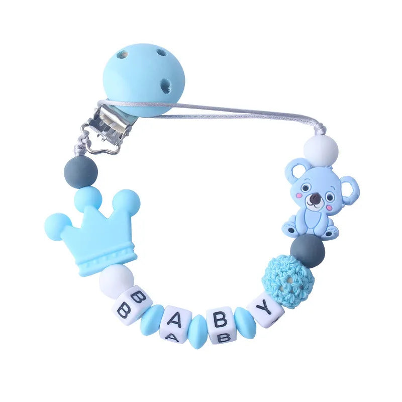 Personalized Name Baby Pacifier Clips Koala Pacifier Chain Holder for Baby Teething Soother Chew Toy Dummy Clips