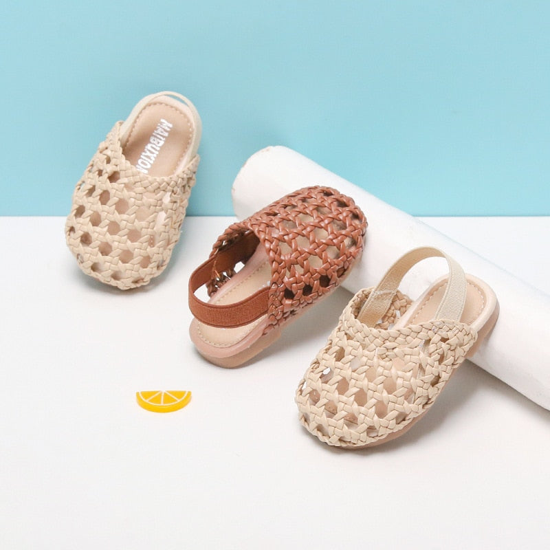 Newborn Baby Weave Shoes Toddler Girls Boys Summer Hollow Out Sandals Leather Shoes For Toddlers Non-slip Casual Children Shoes